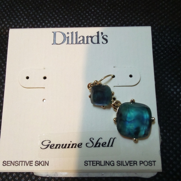 Dillard's - Genuine Shell, Teal, Sterling Silver Post, Sensitive Skin - Picture 9 of 9